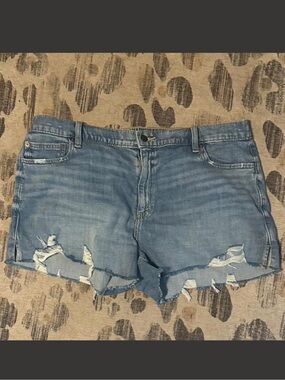 aerie Light Blue Distressed Denim Cutoff Shorts